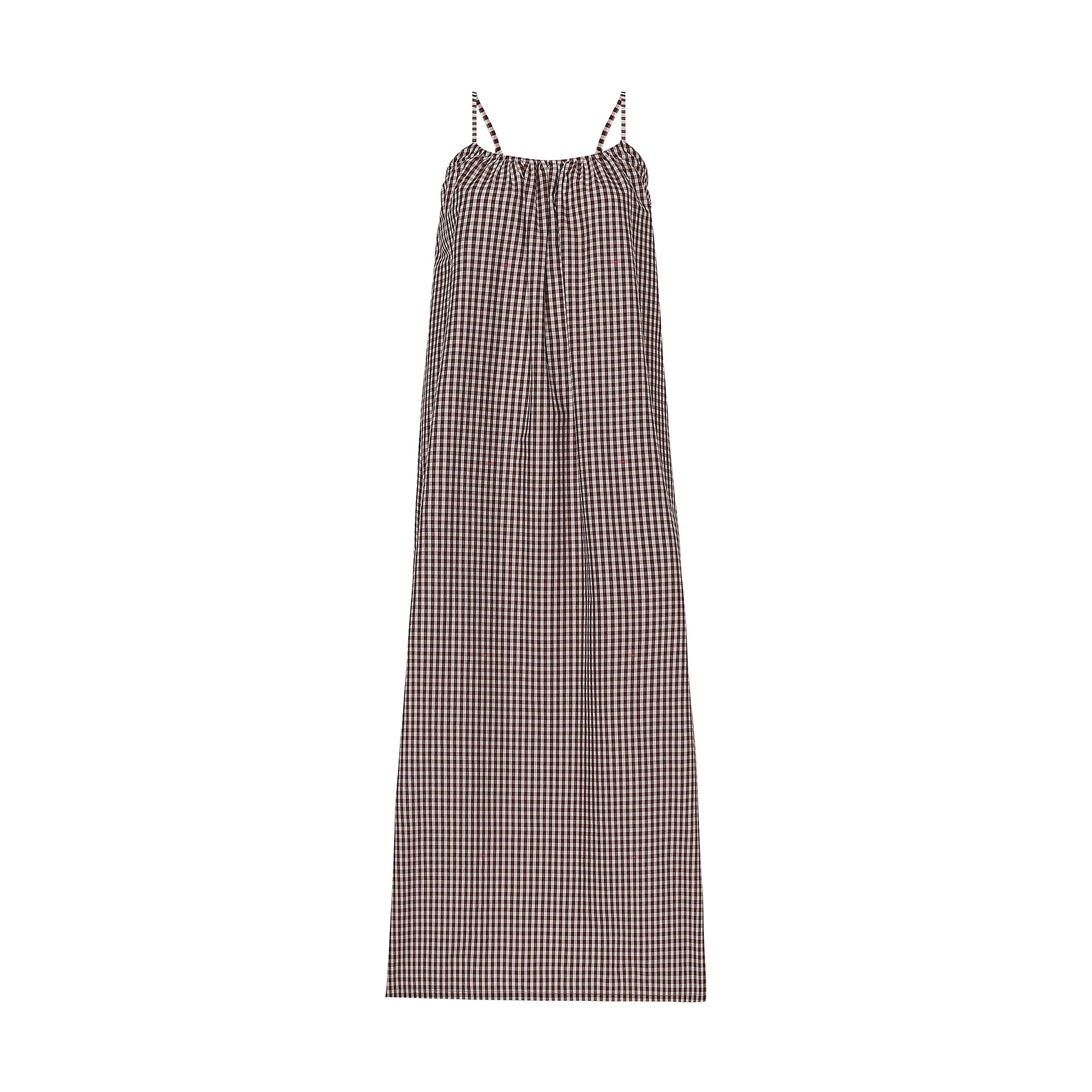 The New Classic Brown Gingham Spaghetti Strap Maxi Dress