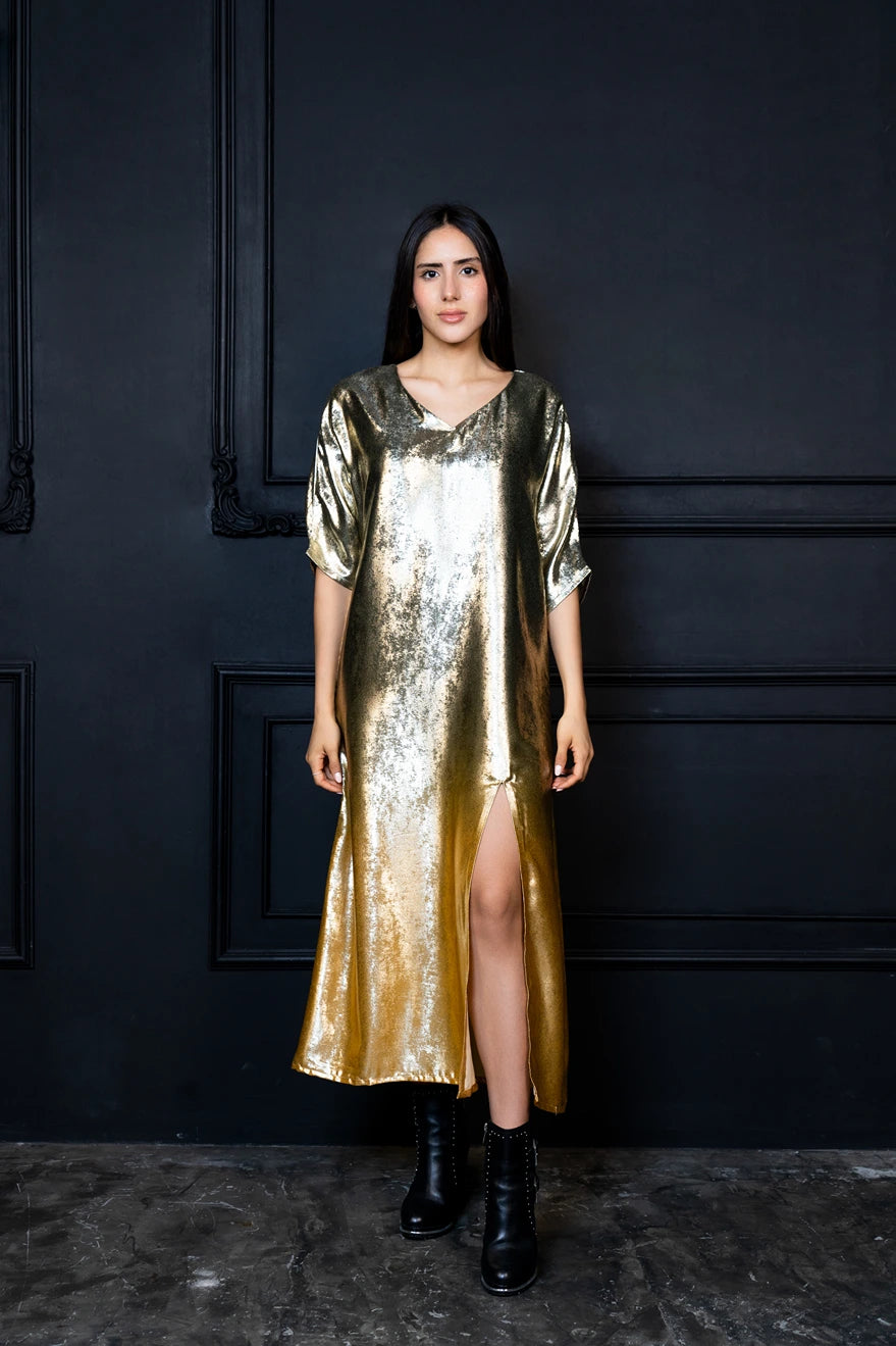 Shadow Of Sequin Gold Ombre Shimmer Kaftan