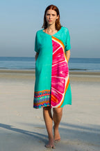 Cotton Candy Mid Length Kaftan Dress