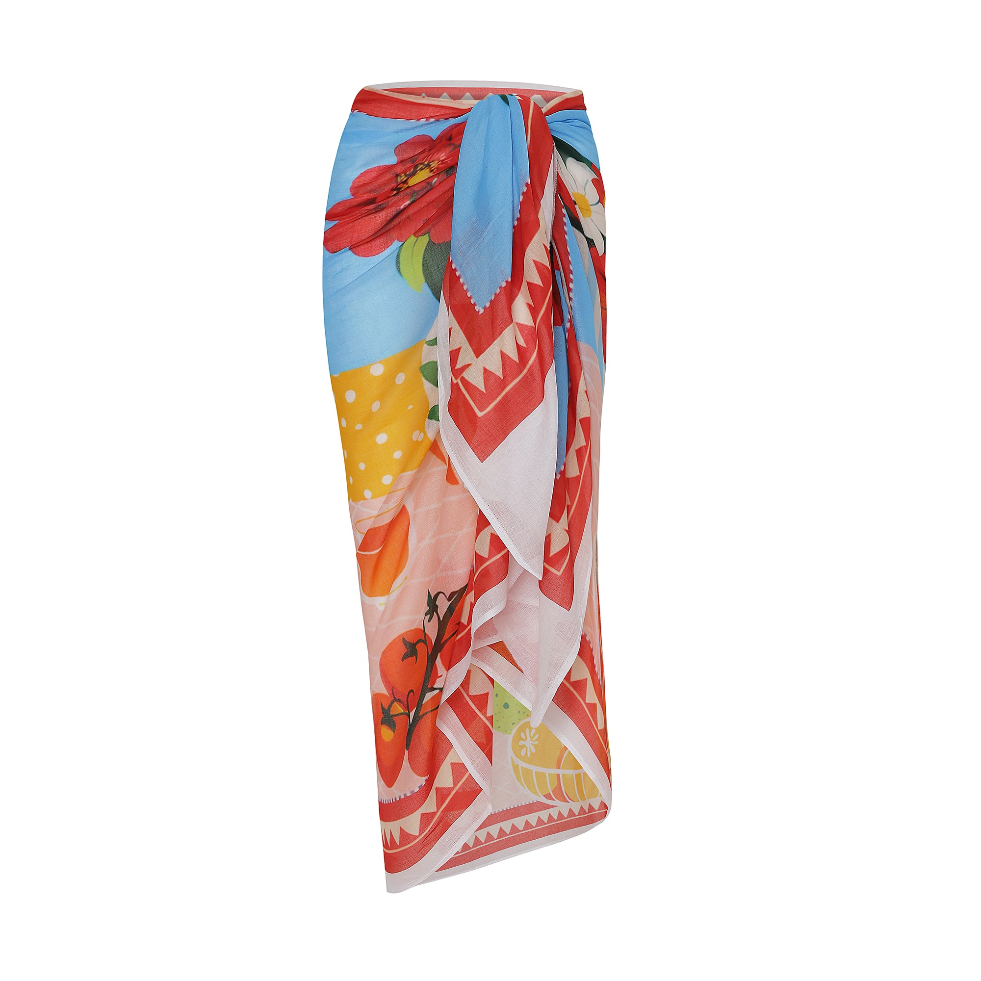 Mediterranean Escape Resort Cotton Sarong -  Multicolour