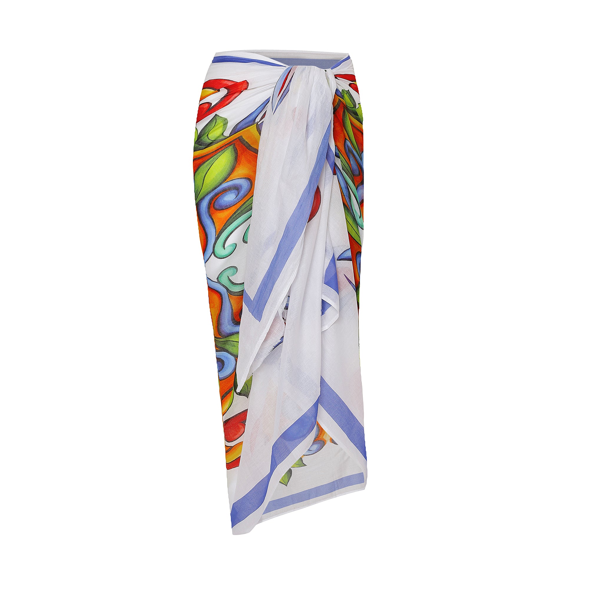 Majolica Mosaic Resort Cotton Sarong - Multicolour Motif
