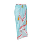 Azure Bloom Floral Resort Cotton Sarong - Powder Blue,Orange ,Red