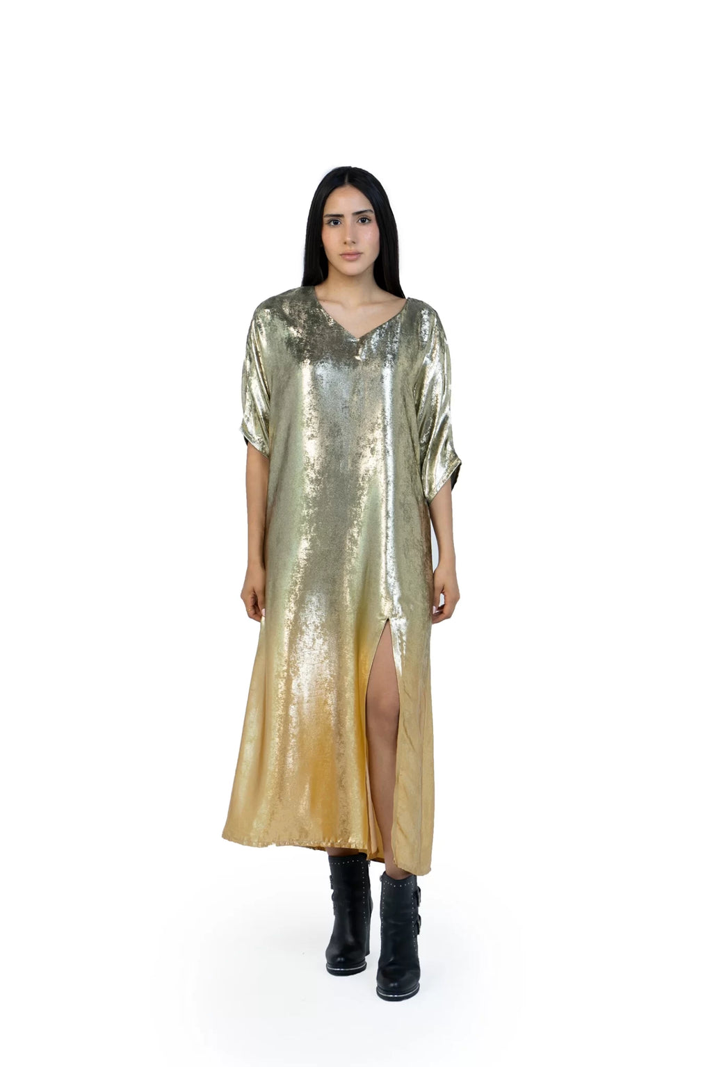 Shadow Of Sequin Gold Ombre Shimmer Kaftan