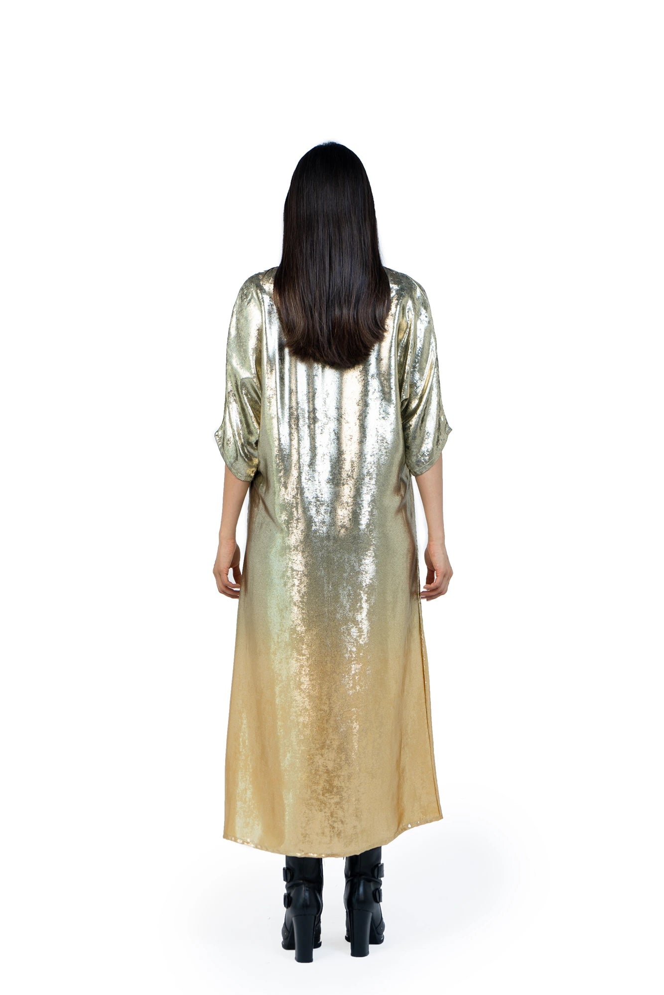 Shadow Of Sequin Gold Ombre Shimmer Kaftan