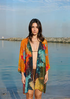 Canvas & Chaos Abstract Print Short kimono