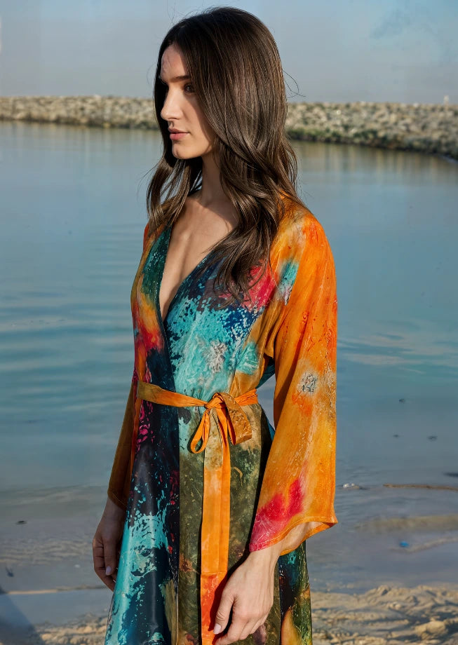Canvas & Chaos Abstract Print Short kimono