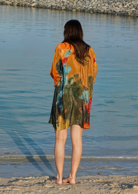 Canvas & Chaos Abstract Print Short kimono