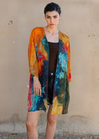 Canvas & Chaos Abstract Print Short kimono