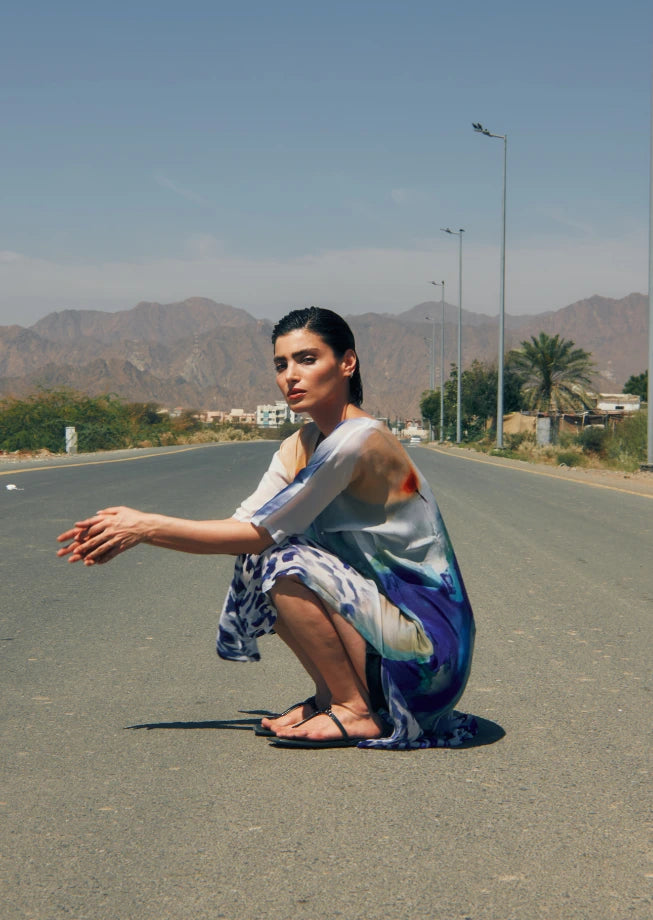Ciel & Sand Long Kaftan With Side Slits