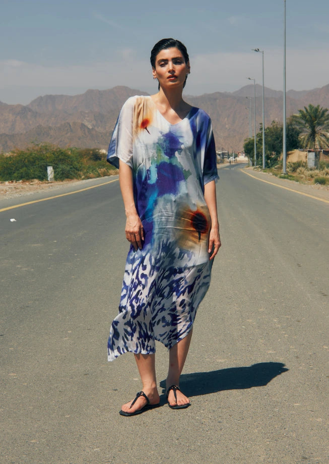Ciel & Sand Long Kaftan With Side Slits