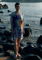 Ciel & Sand Printed Sheer Short Kaftan