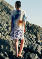 Ciel & Sand Printed Sheer Short Kaftan
