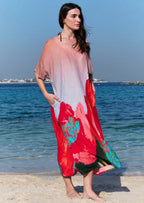 Coral Mirage Floral Long Kaftan