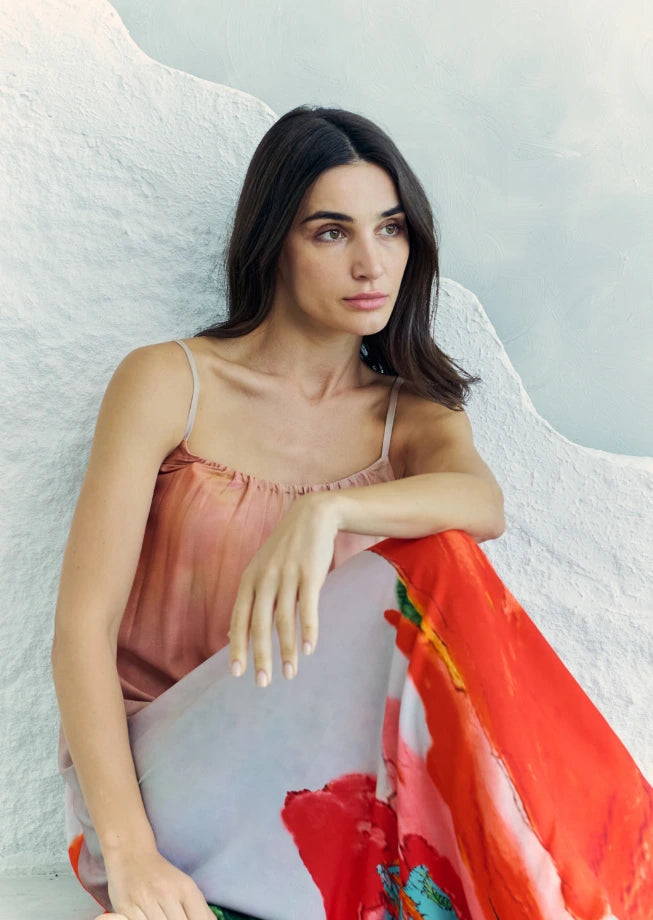 Coral Mirage Floral Spaghetti Strap Maxi Dress
