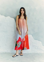 Coral Mirage Floral Spaghetti Strap Maxi Dress