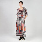 Celestial Tesserae Mosaic Print Long Kaftan Dress
