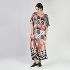Celestial Tesserae Mosaic Print Long Kaftan Dress