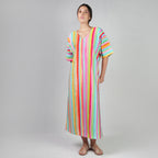 The Palette Multicolour Rainbow Colour Long Kaftan Dress With Side Slit