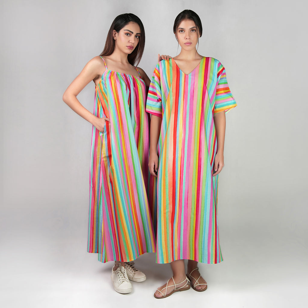 The Palette Colorful Stripes Maxi Dress -Multicolor