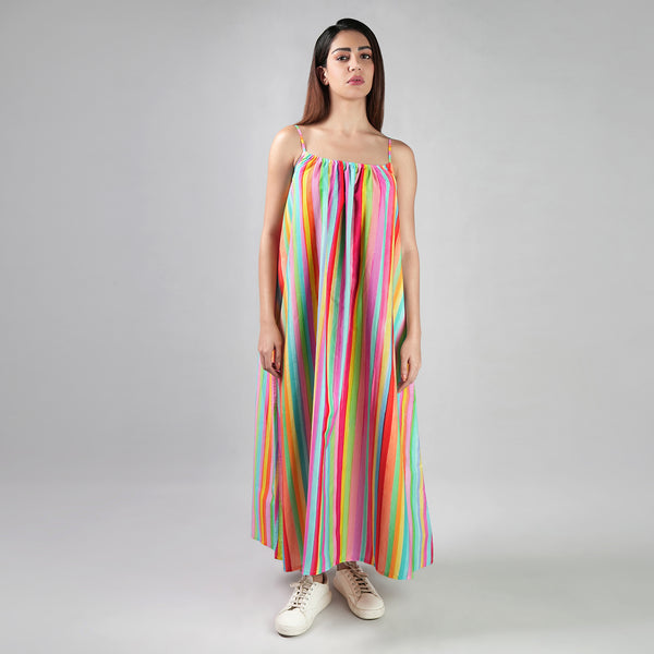 The Palette Colorful Stripes Maxi Dress -Multicolor