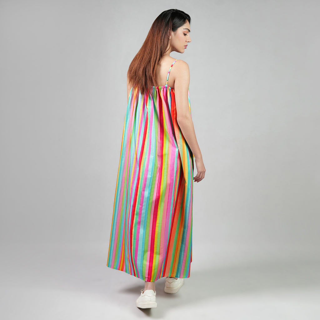 The Palette Colorful Stripes Maxi Dress -Multicolor