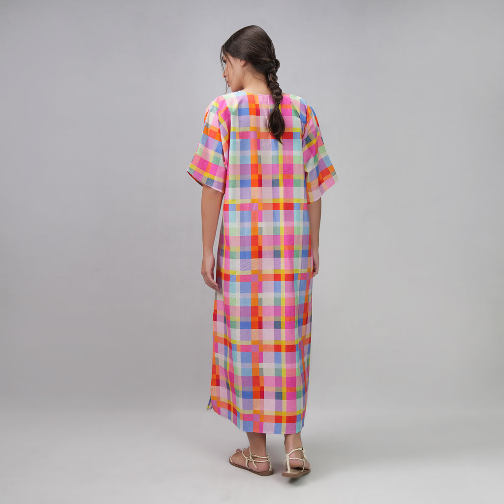 Palette Picnic Long Kaftan Dress With Side Slit