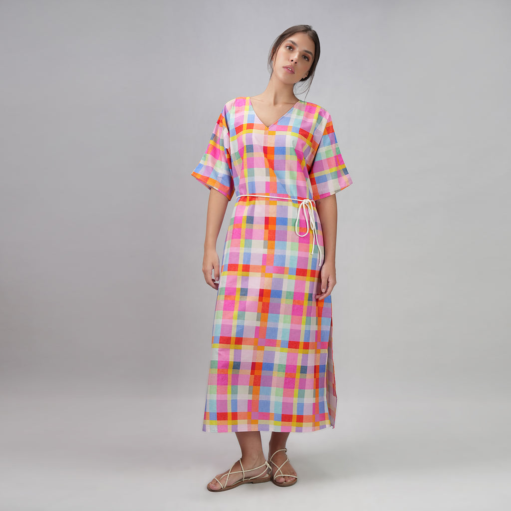 Palette Picnic Long Kaftan Dress With Side Slit