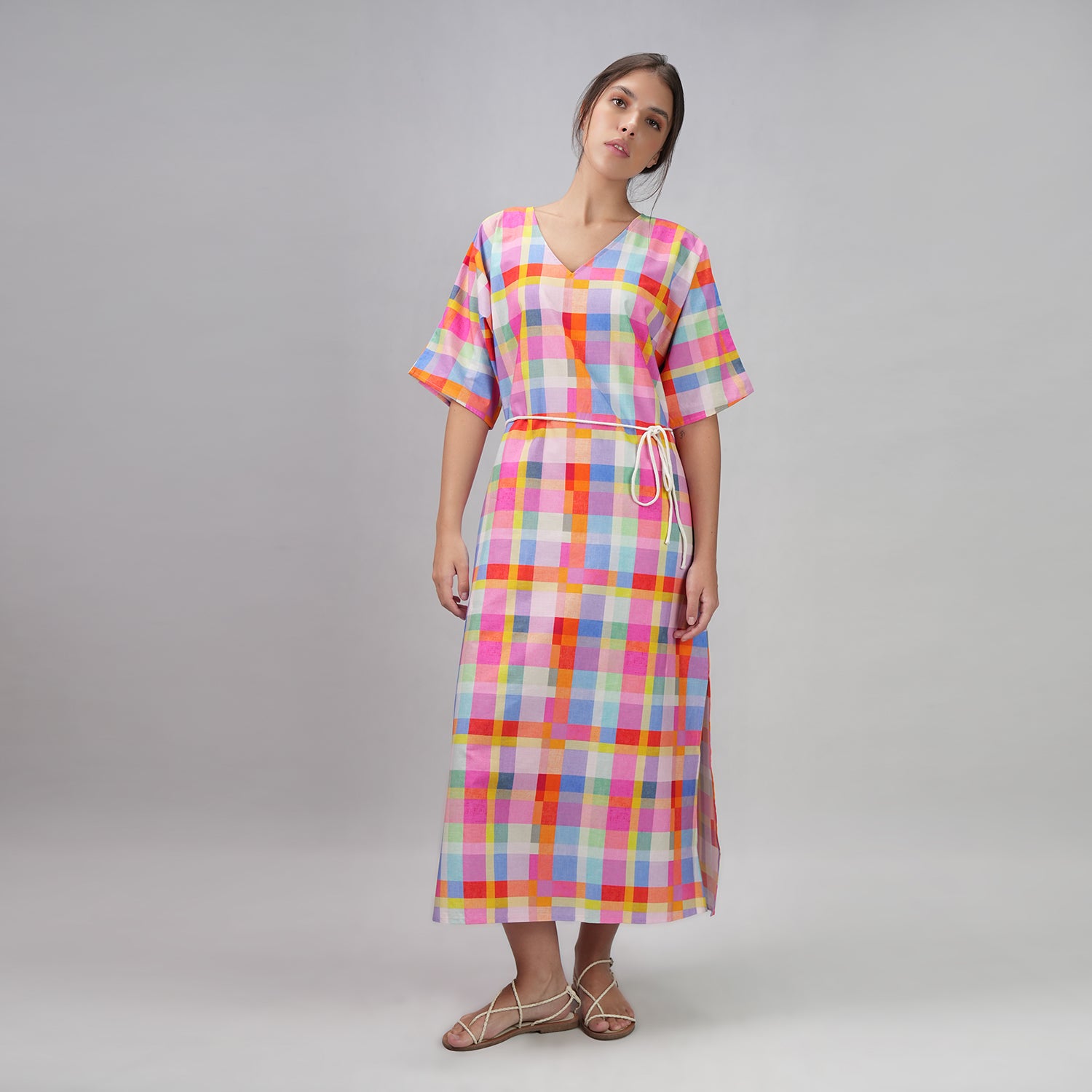 Palette Picnic Long Kaftan Dress With Side Slit