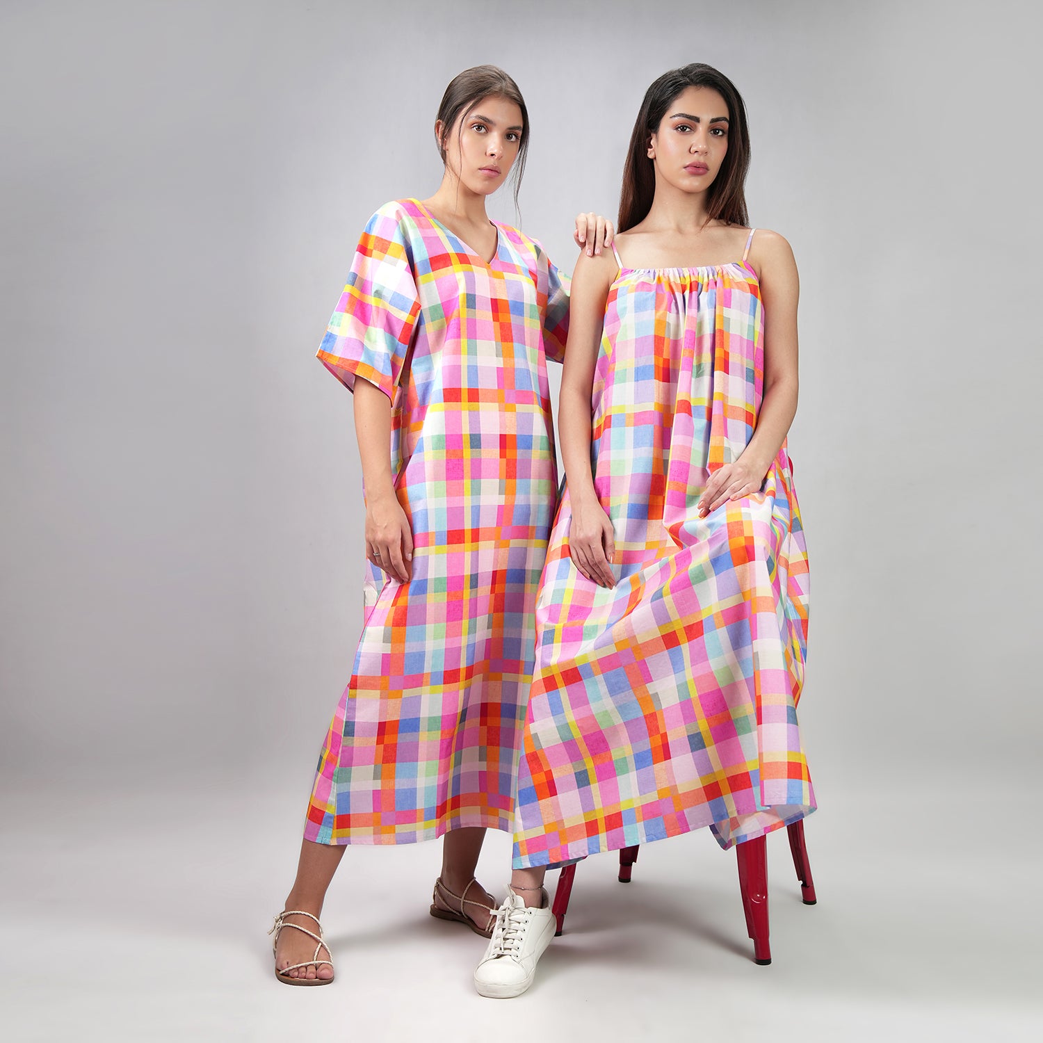 Palette Picnic Long Kaftan Dress With Side Slit