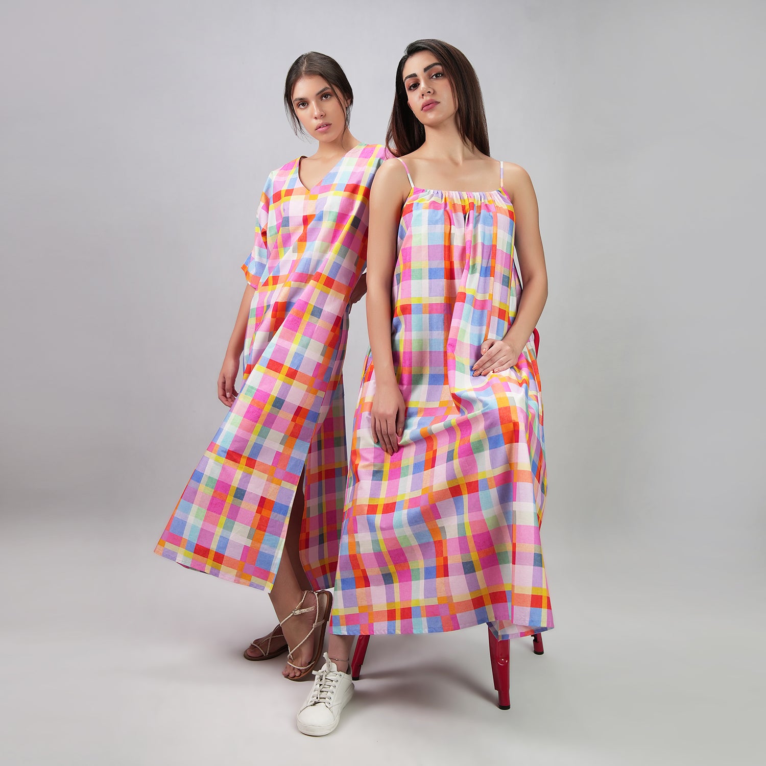 Palette Picnic Long Kaftan Dress With Side Slit