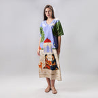 Saanjh Heritage Art Print Long Kaftan Dress