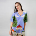 Saanjh Heritage Art Print Long Kaftan Dress