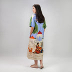 Saanjh Heritage Art Print Long Kaftan Dress