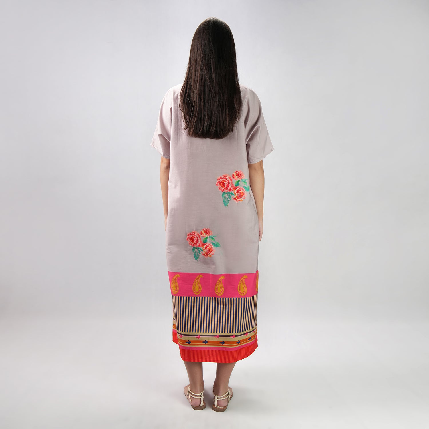 The Floral Archive Rose Print Long Kaftan Dress