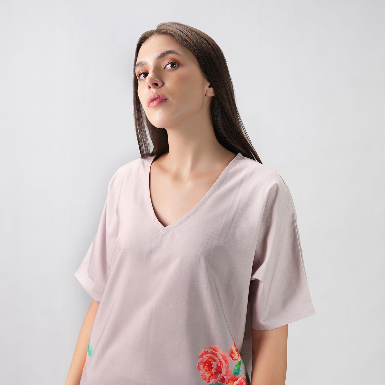 The Floral Archive Rose Print Long Kaftan Dress