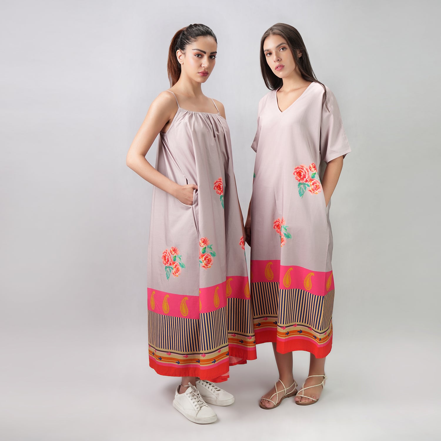 The Floral Archive Rose Print Spaghetti Strap Maxi Dress - Multicolor