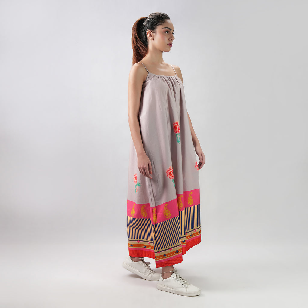 The Floral Archive Rose Print Spaghetti Strap Maxi Dress - Multicolor