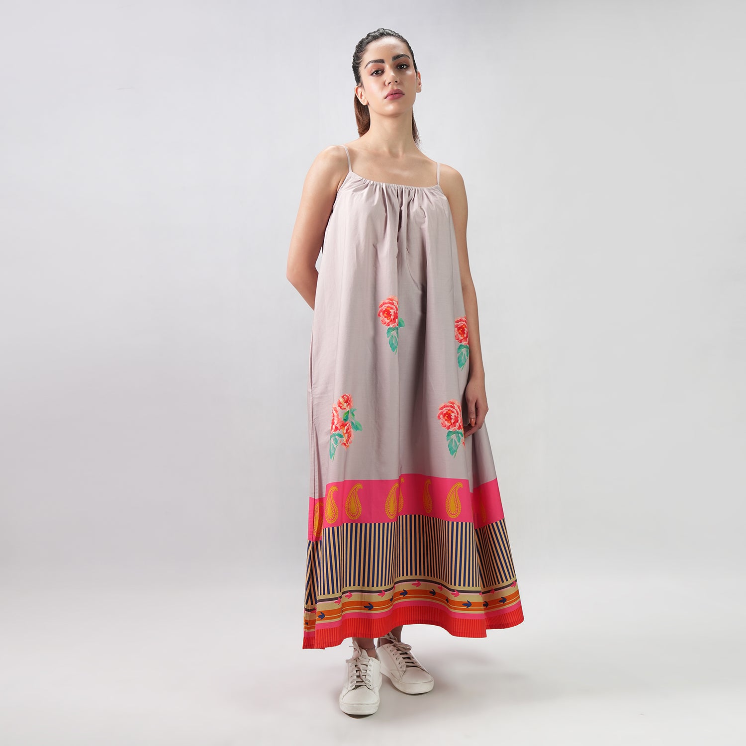 The Floral Archive Rose Print Spaghetti Strap Maxi Dress - Multicolor