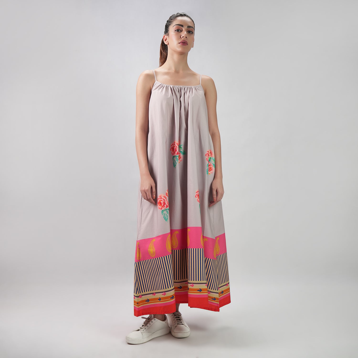 The Floral Archive Rose Print Spaghetti Strap Maxi Dress - Multicolor