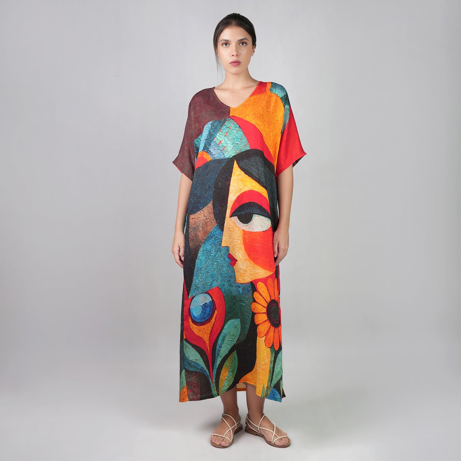 Muse Abstract Art Long Kaftan Dress