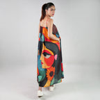 Muse Abstract Art Spaghetti Strap Maxi Dress - Multicolor