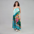 La Dolce Riviera Mediterranean Print Maxi Dress With Pockets - Multicolor