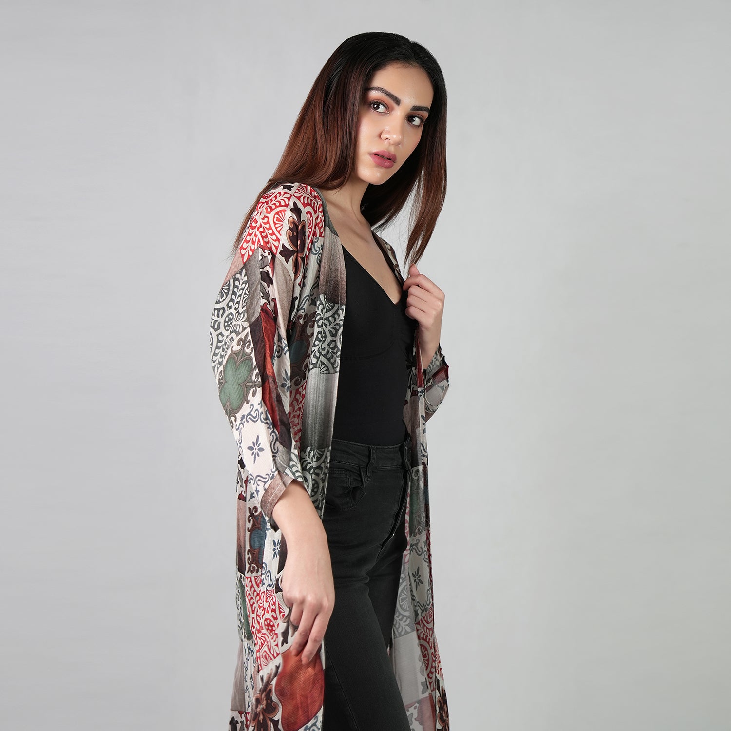 Celestial Tesserae Mosaic Print Kimono Dress - Multicolor Beach Cover Up