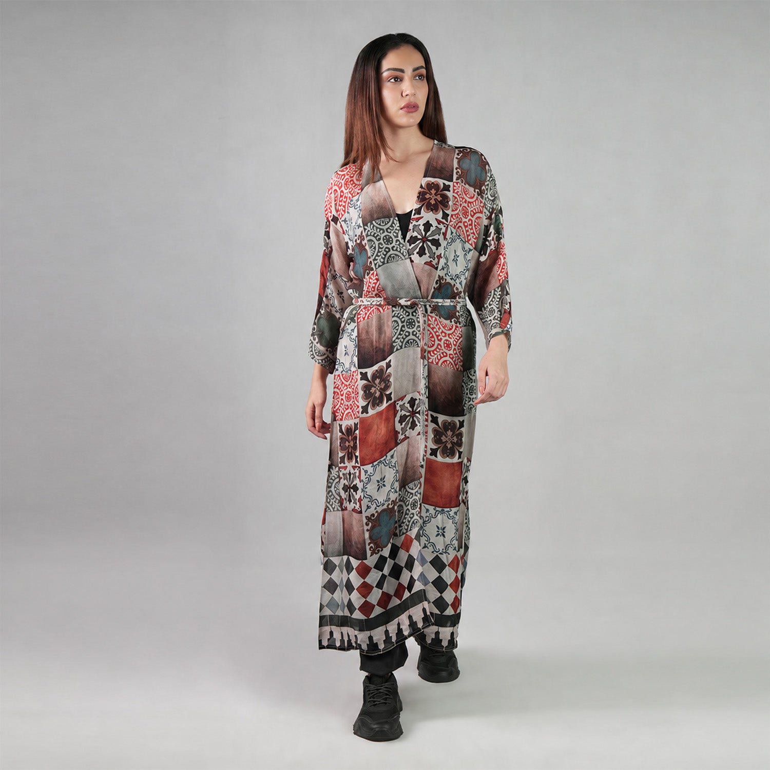 Celestial Tesserae Mosaic Print Kimono Dress - Multicolor Beach Cover Up