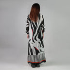 Into The Wild Zebra Print Kimono Dress - Black And White Stripe Beach Cover Up
