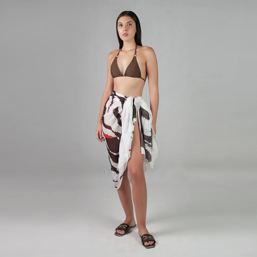 Into The Wild Zebra Animal Print Resort Cotton Sarong
