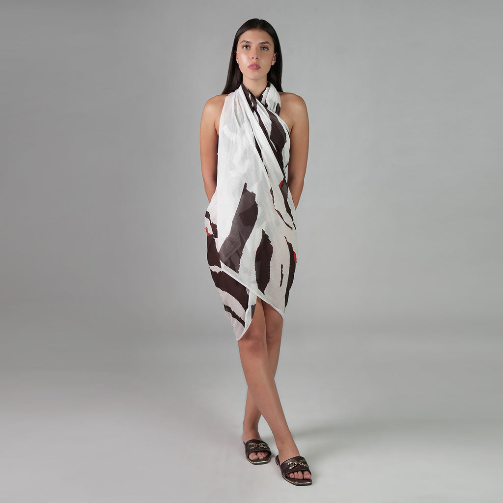 Into The Wild Zebra Animal Print Resort Cotton Sarong