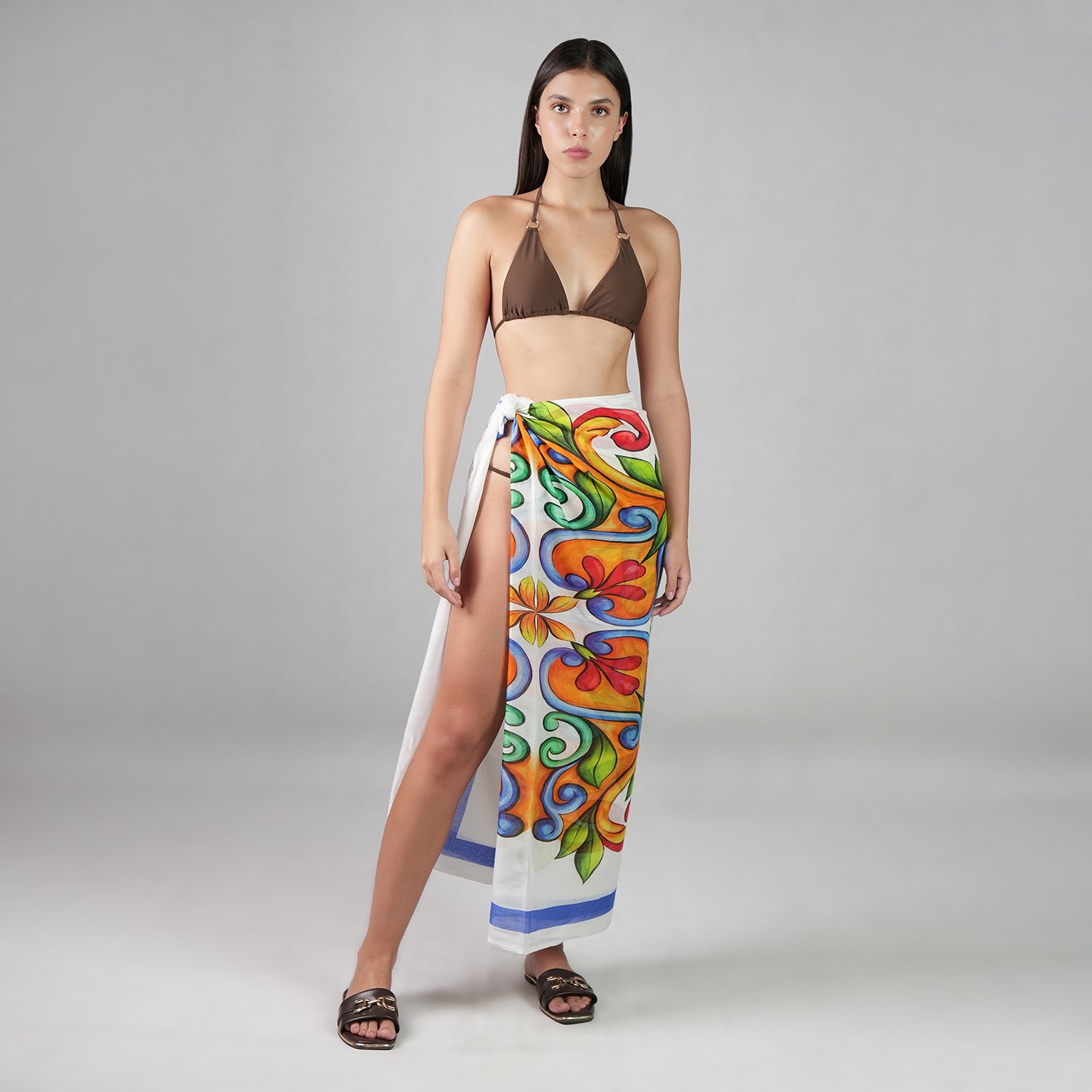 Majolica Mosaic Resort Cotton Sarong - Multicolour Motif