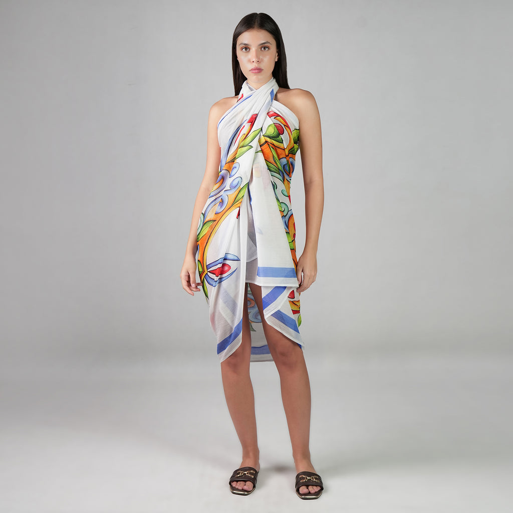 Majolica Mosaic Resort Cotton Sarong - Multicolour Motif