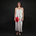 One Polka Dot Spaghetti Strap Maxi Dress - Red,Black & White